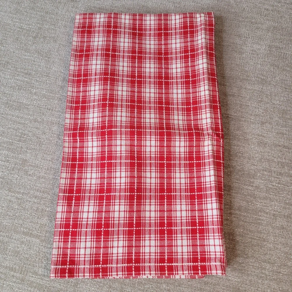 Crate & Barrel Dishtowel Red White Plaid Cotton Set of 5 Cotton‎ New Old stock